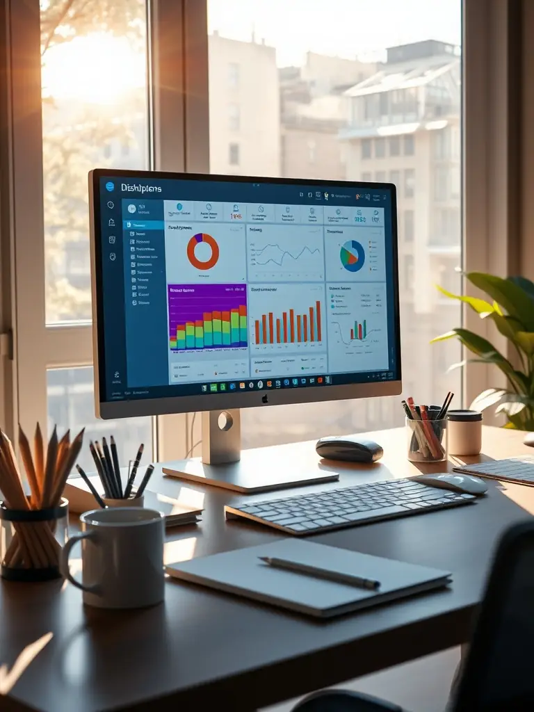 An image of a dashboard displaying key performance indicators (KPIs) and analytics, showcasing the data-driven insights provided by AiVantage's AI solutions for business automation.
