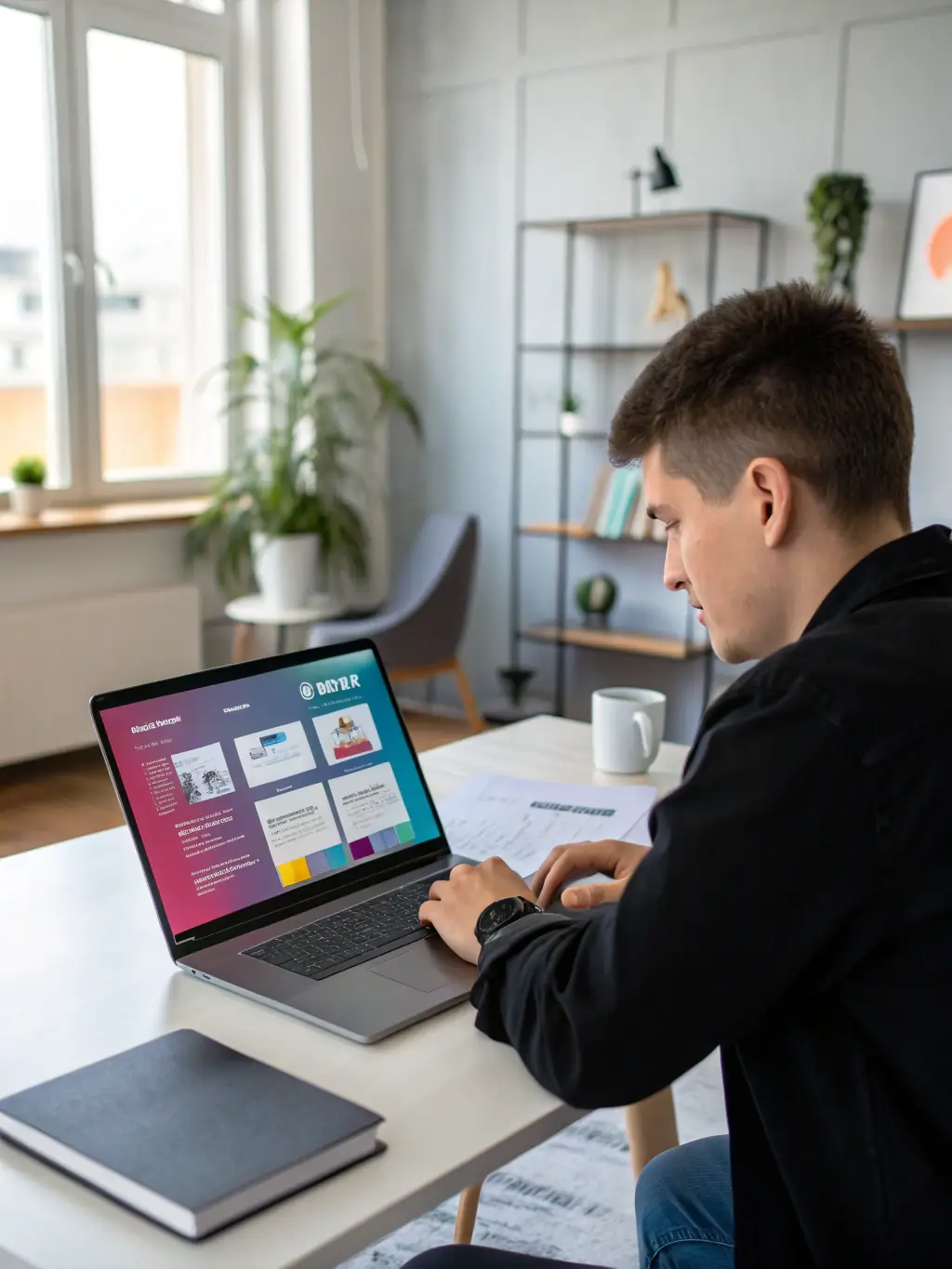 A person setting up the AiVantage platform on their computer, showing the initial setup process with a clean and intuitive interface.